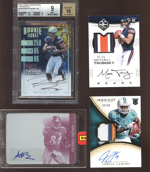 2010-2018 Panini Football Autographed Card Group of (4) with 1/1 Antonio Brown