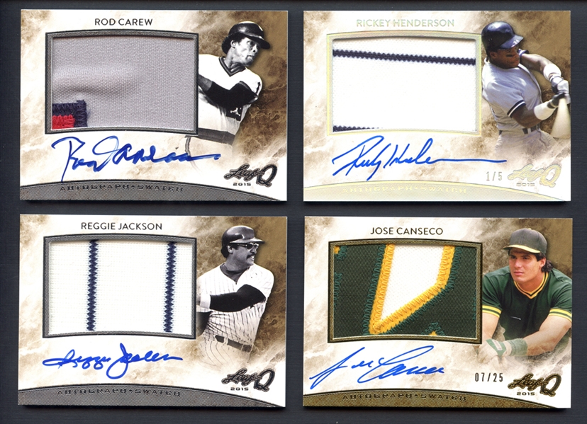 2015 Leaf Autograph Swatch Star and HOF Baseball Group of (4)