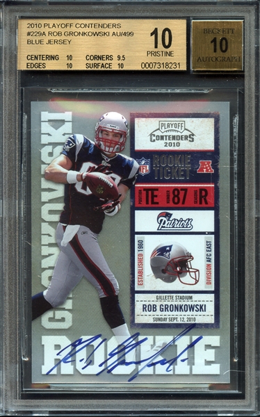 2010 Playoff Contenders #229A Rob Gronkowski Blue Jersey BGS 10