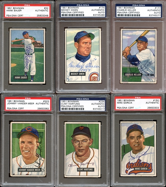 1951 Bowman Baseball Autographed Card Group of (48) All PSA/DNA Authenticated