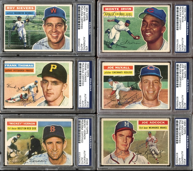 1956 Topps Baseball Autographed Card Group of (34) All PSA/DNA Authentic