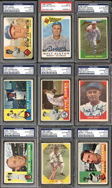 1960 Topps and Fleer Baseball Autographed Card Group of (82) All PSA/DNA Authenticated