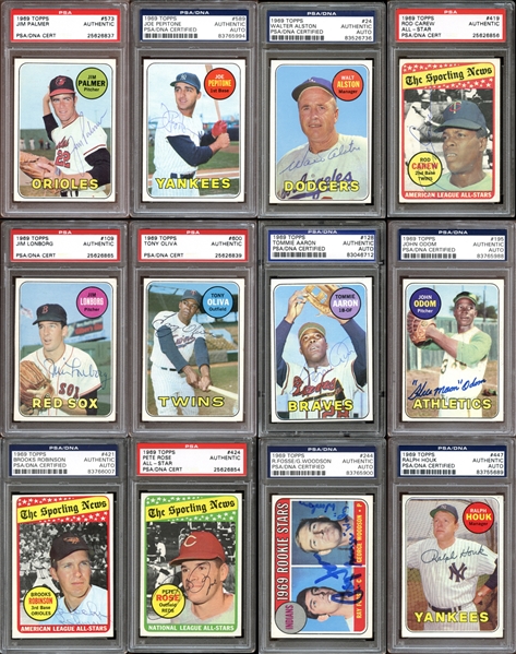 1969 Topps Baseball Autographed Card Group of (165) All PSA/DNA Authenticated