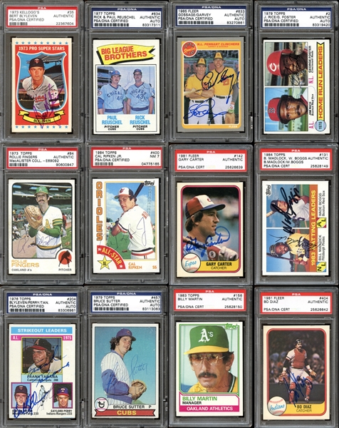 1973-1990s Baseball Autographed Card Group of (100) All PSA/DNA Authenticated