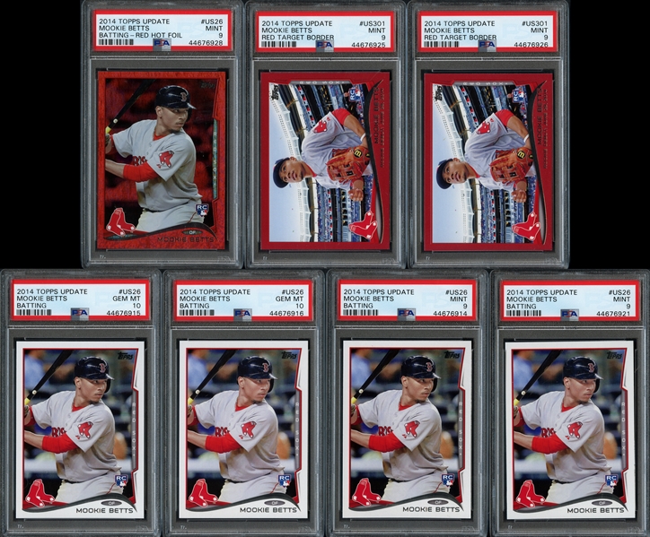 2014 Topps Update Mookie Betts Rookie Card Group of (7) All PSA 9 or 10