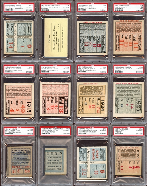 1884-1928 College Football and Baseball Ticket and Stub Group of (40) All PSA Authenticated