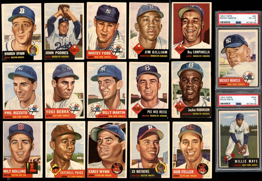1953 Topps Complete Set with Mantle PSA 4 and Mays PSA 5