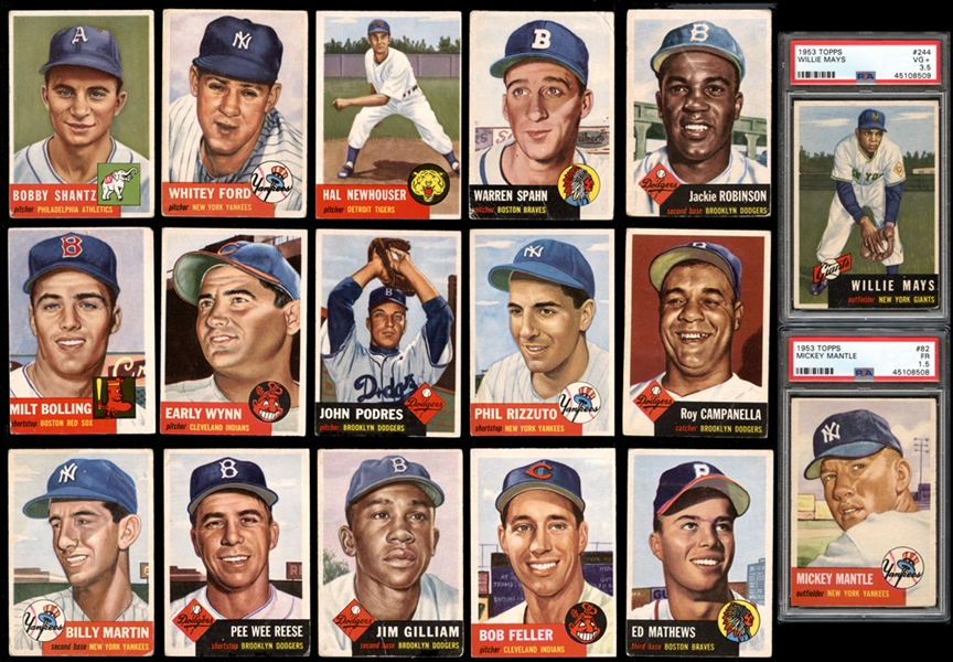1953 Topps Complete Set with PSA Graded Mantle and Mays