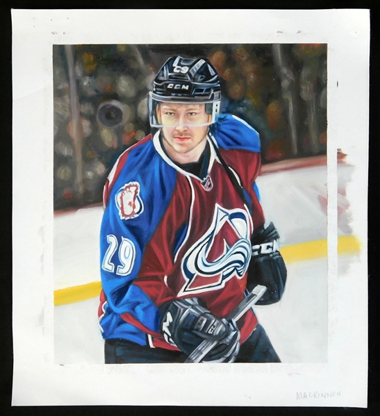 Nathan MacKinnon Colorado Avalanche Original Artwork Commissioned for 2014-15 Upper Deck Masterpieces 1/1