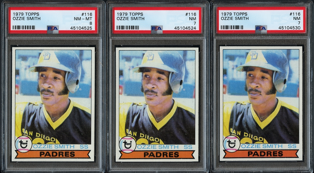 1979 Topps #116 Ozzie Smith Group of (3) All PSA Graded