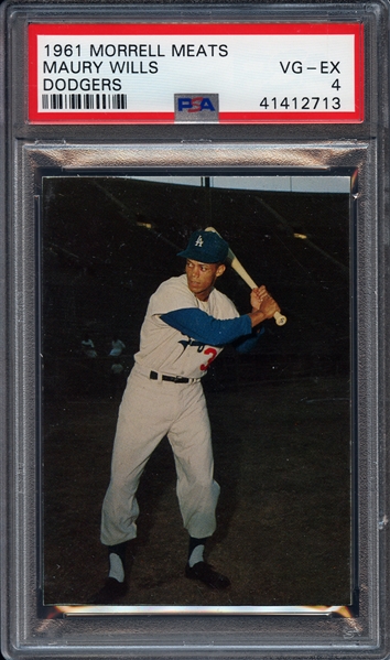 1961 Morrell Meats Maury Wills Dodgers PSA 4 VG-EX