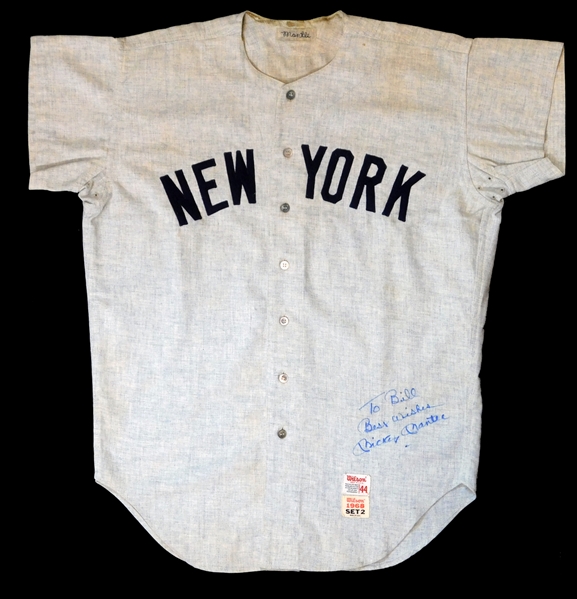 1968 Mickey Mantle New York Yankees Game Used and Signed Road Jersey-Completely Original As Issued, Most Likely The Final Jersey Ever Worn By Mantle Apparent Photo Match-MEARS A9.5, Sports Investors