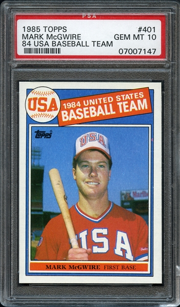 1985 Topps #401 Mark McGwire 84 USA Baseball Team PSA 10 GEM MINT