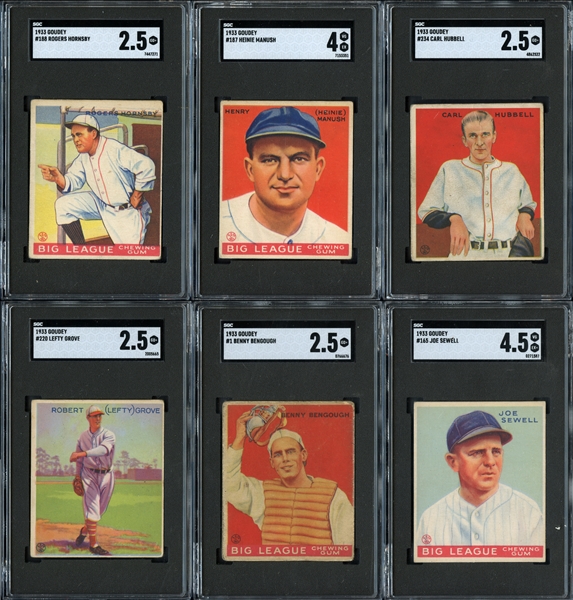 1933 Goudey Lot of (6) Star Cards All SGC Graded