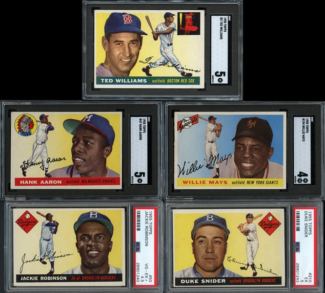 1955 Topps Group of (5) Star Cards All PSA or SGC Graded
