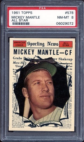 1961 Topps #578 Mickey Mantle All Star PSA 8 NM/MT