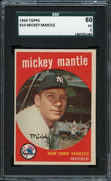1959 Topps #10 Mickey Mantle SGC 5 EX
