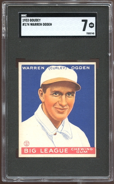 1933 Goudey #174 Warren Ogden SGC 7 NM