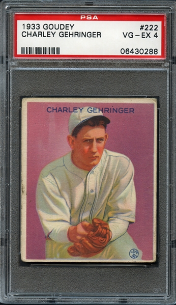 1933 Goudey #222 Charley Gehringer PSA 4 VG-EX