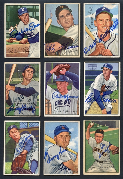 1952 Bowman Baseball Autographed Group of (24) w/ Reese, Kell, Thomson, Etc.