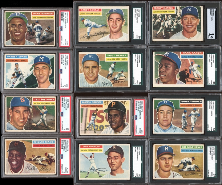 1956 Topps Baseball Complete Set with SGC/PSA Graded Plus Checklists