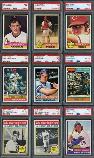 1976 Topps Baseball Star & HOF Group of (20) All PSA Graded