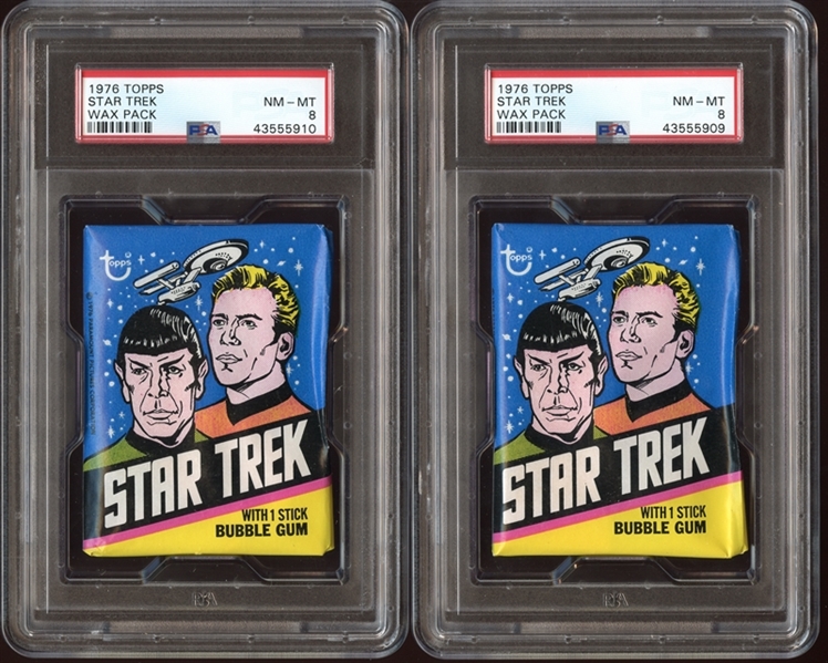 1976 Topps Star Trek Unopened Wax Pack Group of (2) Both PSA 8 NM/MT