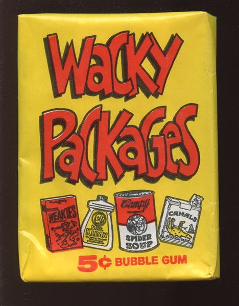 1967 Wacky Packages Unopened Wax Pack #30 Horrid Deodorant Front and #3 Vicejoy on Back 