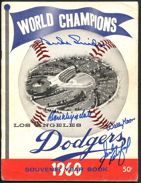 1960 Los Angeles Dodgers Yearbook Signed by Koufax, Drysdale, Snider and Moon