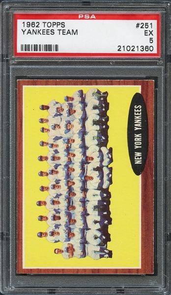 1962 Topps #251 Yankees Team PSA 5 EX