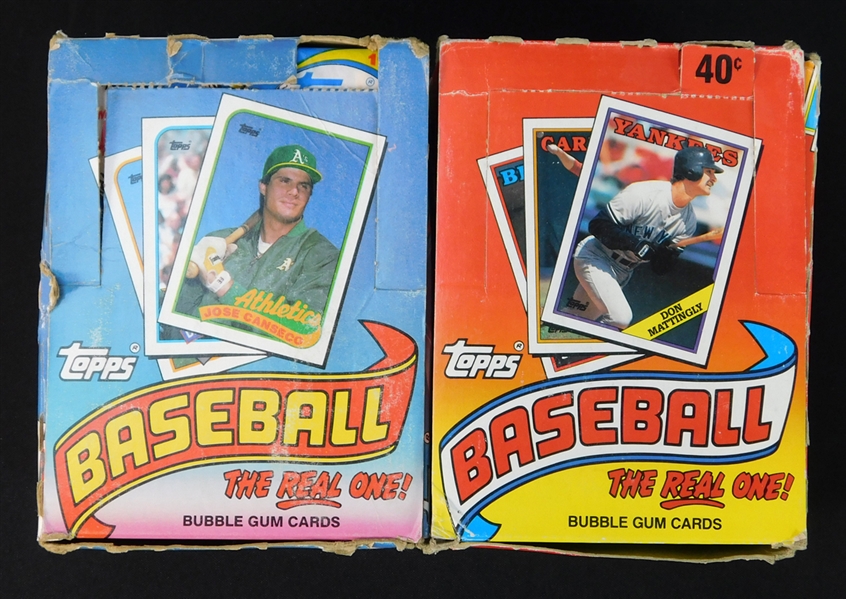1988 and 1989 Topps Baseball Group of (2) Full and Nearly Full Unopened Wax Boxes