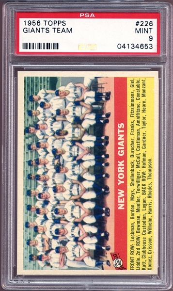 1956 Topps #226 Giants Team PSA 9 MINT