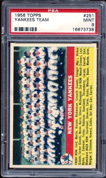 1956 Topps #251 Yankees Team PSA 9 MINT