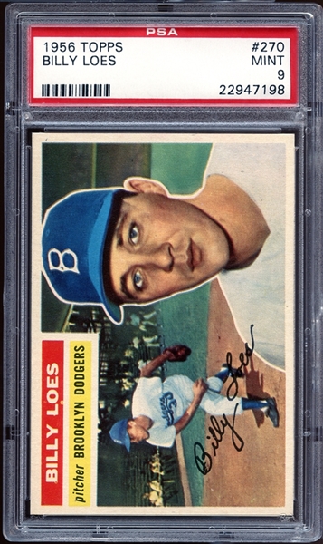 1956 Topps #270 Billy Loes PSA 9 MINT