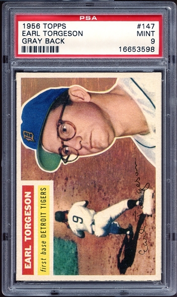 1956 Topps #147 Earl Torgeson Gray Back PSA 9 MINT