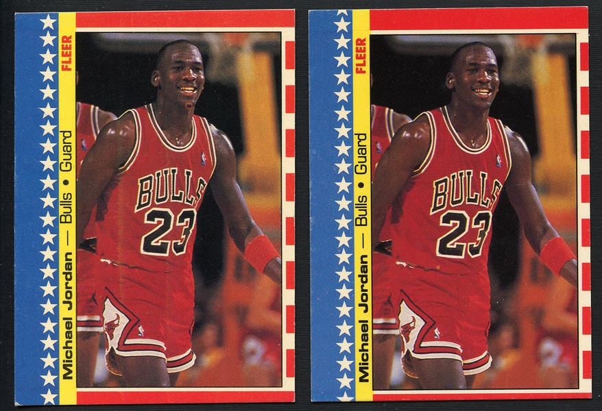 1987 Fleer Sticker Lot of (2) Michael Jordan