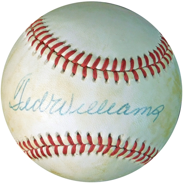 Ted Williams Single-Signed OAL (Brown) Ball JSA