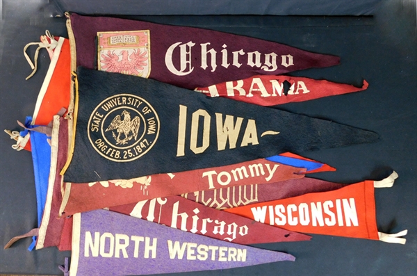 Collection of (10) 1930s-50s College and State Pennants