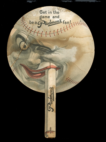 1909 Era Piedmont Baseball-Themed Tobacco Advertising Vintage Hand Fan