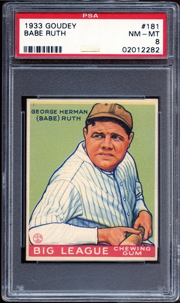 1933 Goudey #181 Babe Ruth PSA 8 NM/MT