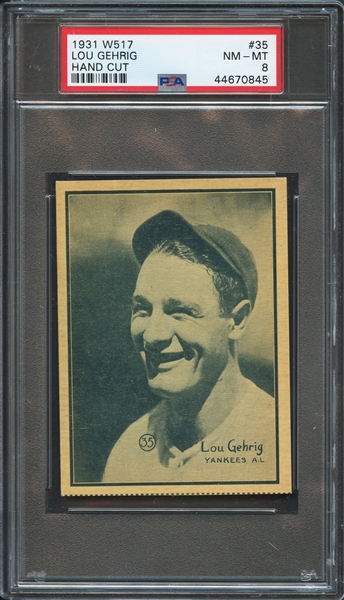 1931 W517 #35 Lou Gehrig Hand Cut PSA 8 NM-MT