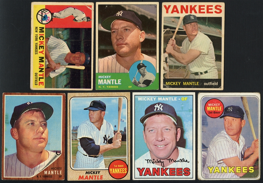 1960-69 Topps Lot of (7) Mickey Mantle Cards