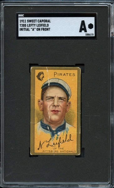 1911 T205 Gold Border Lefty Leifield Initial "A" SGC AUTHENTIC