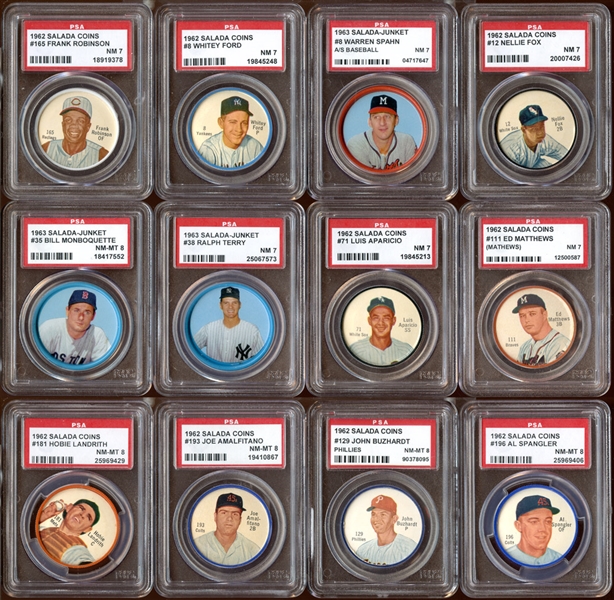 1962-1963 Salada Junket Coins Group of (60) with PSA Graded Stars