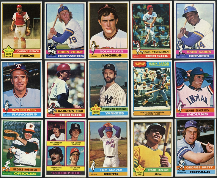 1976 Topps Baseball Near Complete Set of Approximately 600 w/ Brett & Eckersley
