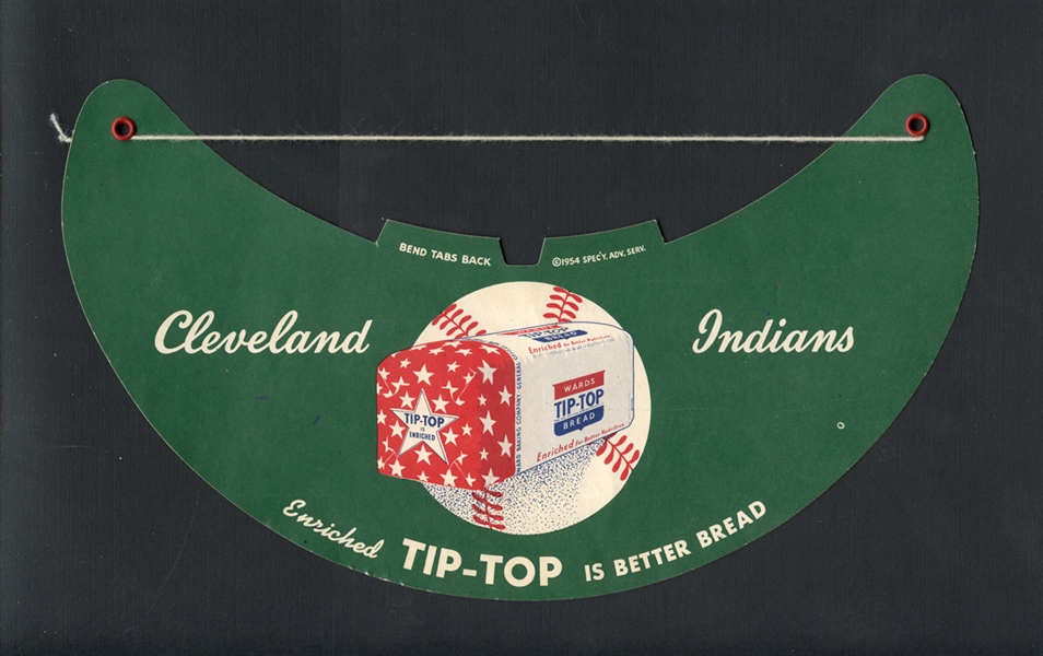 1954 Tip Top Bread Cleveland Indians Fan Visor