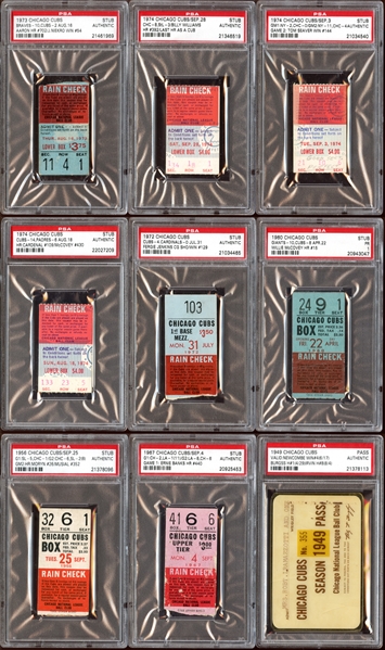 1940s-1974 Chicago Cubs Ticket Stub Group of (47) All PSA AUTHENTIC