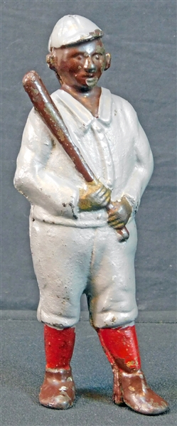 1910s-20s A.C. Williams "Ty Cobb" Cast Iron Bank Painted As a Black Ball Player