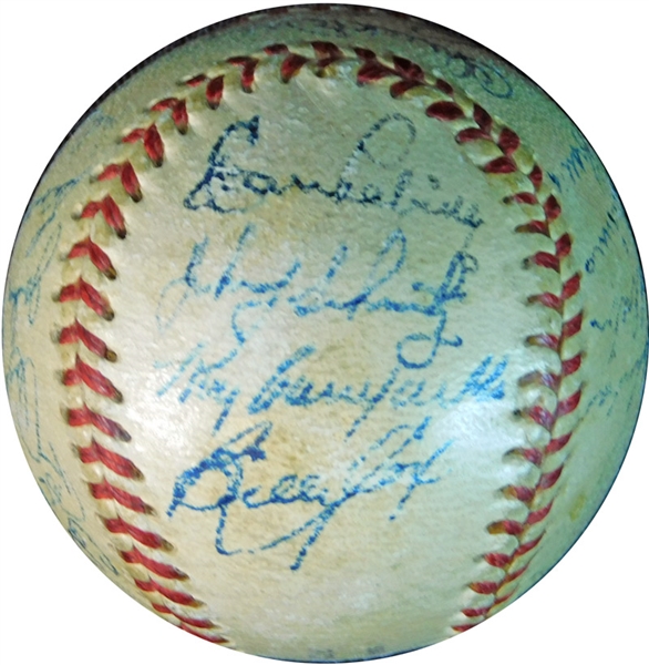 1952 Brooklyn Dodgers Team-Signed Mini Ball with (24) Signatures Featuring Campanella and Hodges JSA