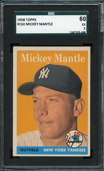 1958 Topps #150 Mickey Mantle SGC 5 EX